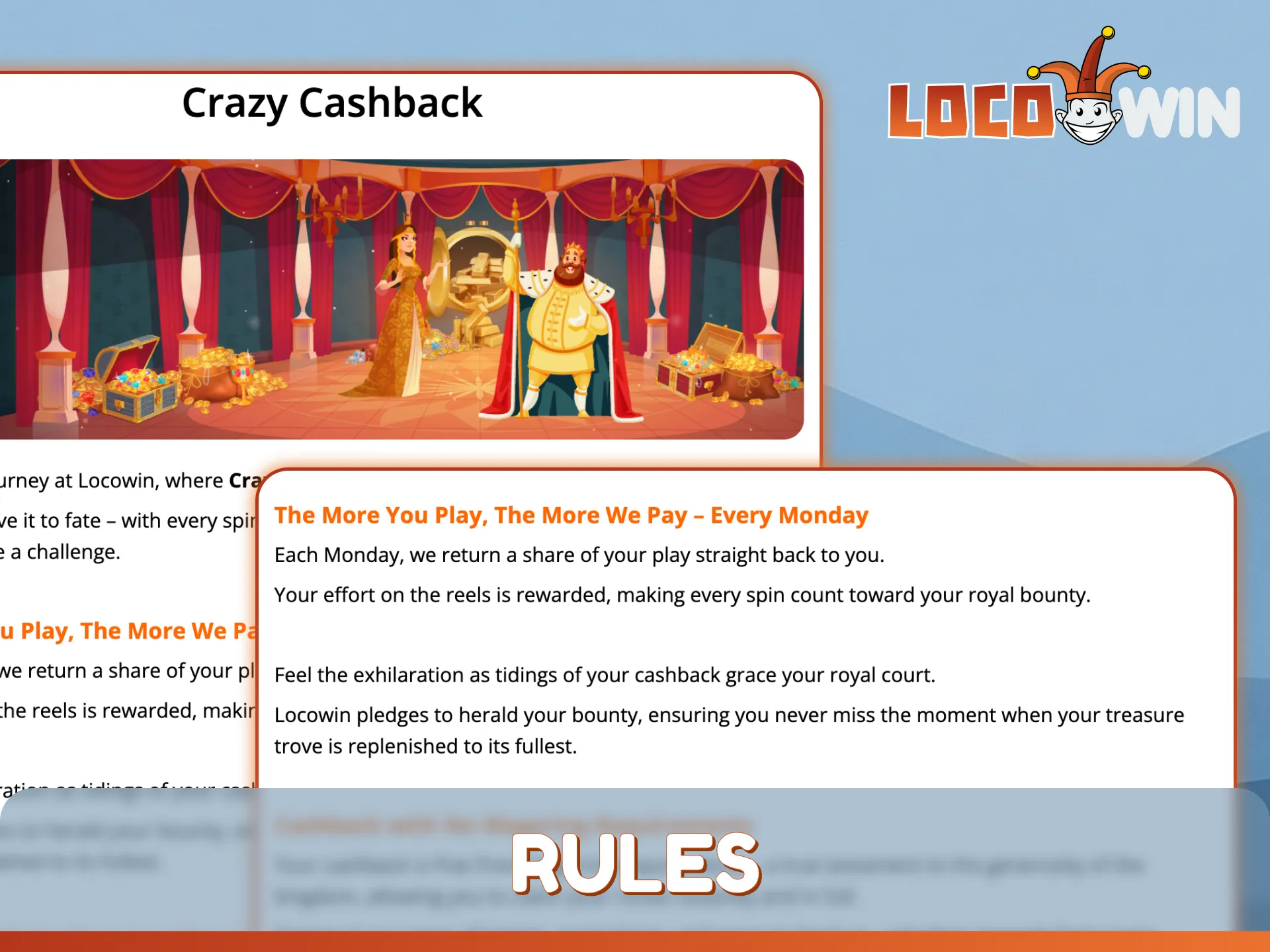 Read the official Crazy Cashback Rules at LocoWin home for bonus details.