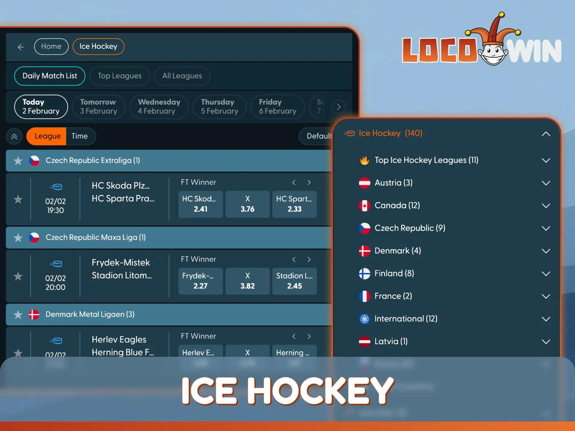 Enjoy high-speed action and bet on ice hockey at LocoWin.